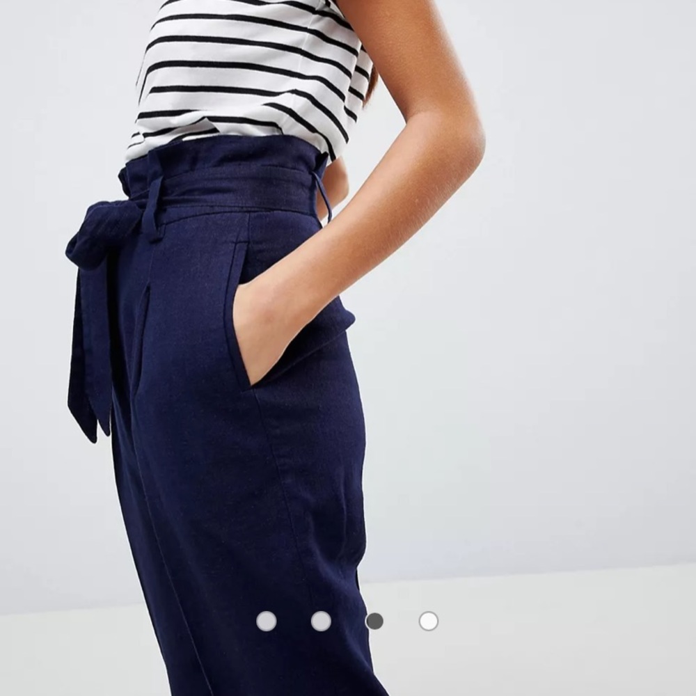 ASOS tailored casual tie waist linen peg pants - Picture 3 of 3